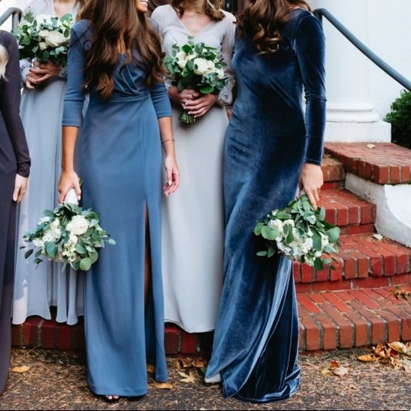 Velvet blue/gray dress - Picture 3 of 6